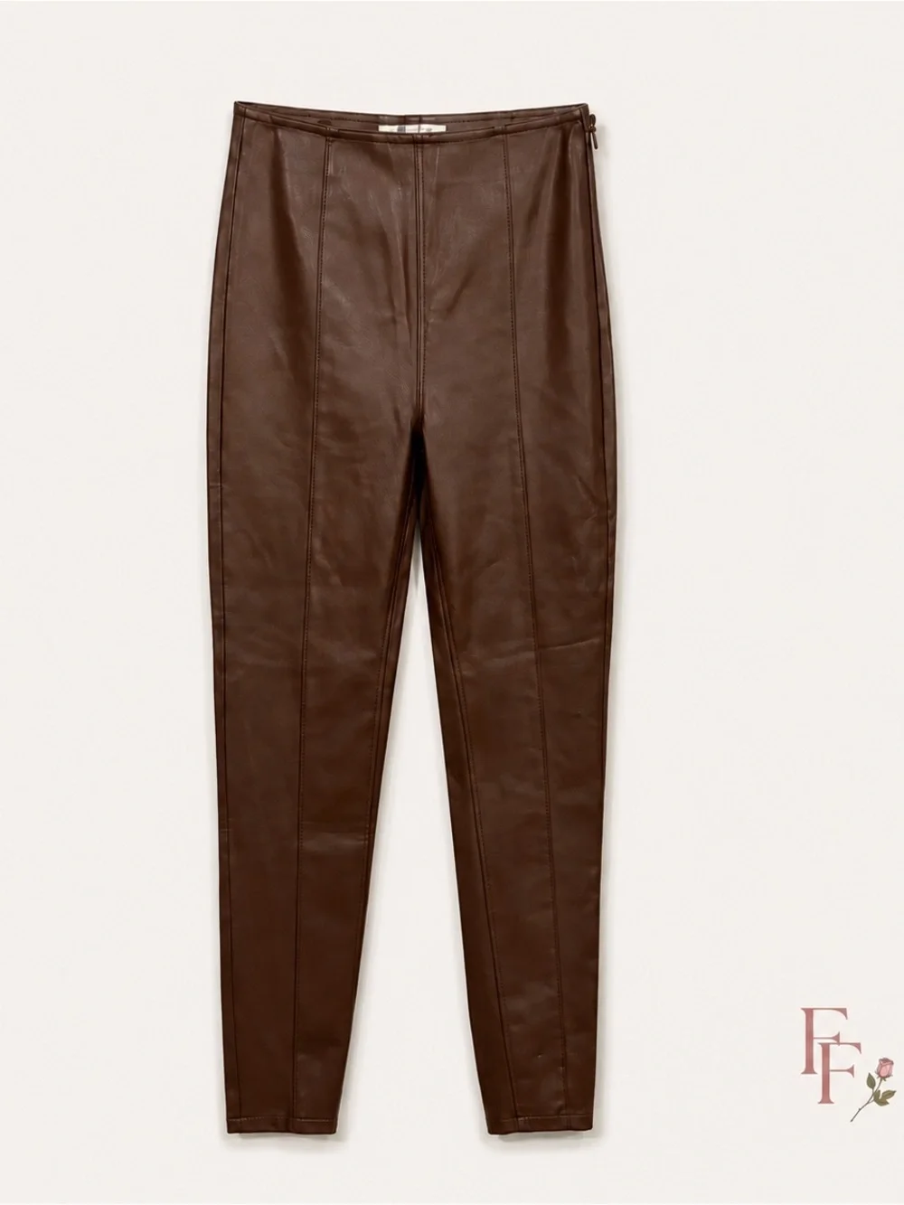 Free People We The Free Spitfire Faux Leather Skinny Pants Brown Size 24